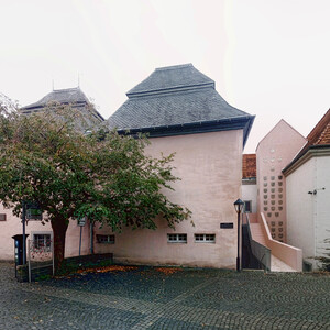 Ansicht Altes Rathaus mit neuem Wappenturm und Erweiterungsbau