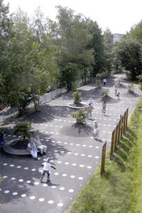 Park landscape with bushes