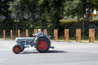 Tractor on the route of the tool