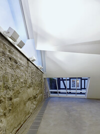 View towards the traditional timber frame house