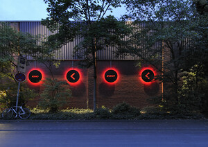 Sequence of lights on the exterior facade